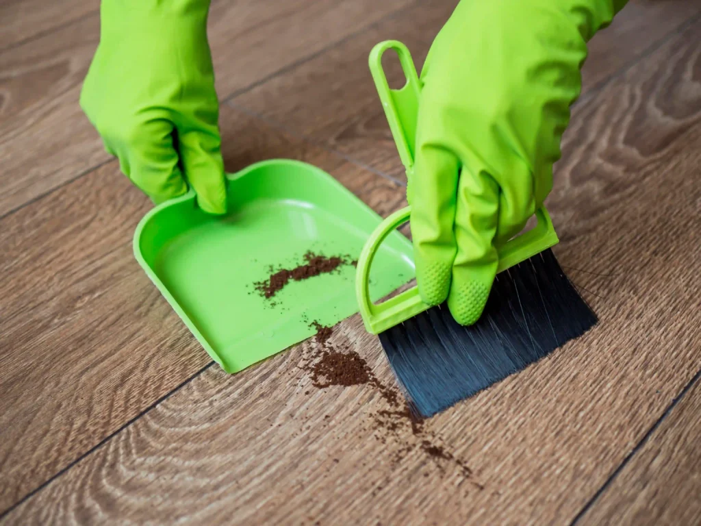 close up hands with rubber gloves cleaning ( DIY Pest Control )